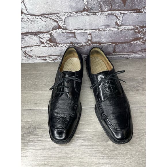 Johnston & Murphy Black Leather Square Toe  Italy Dress Shoes Men Sz 10M US/43EU - Picture 14 of 16